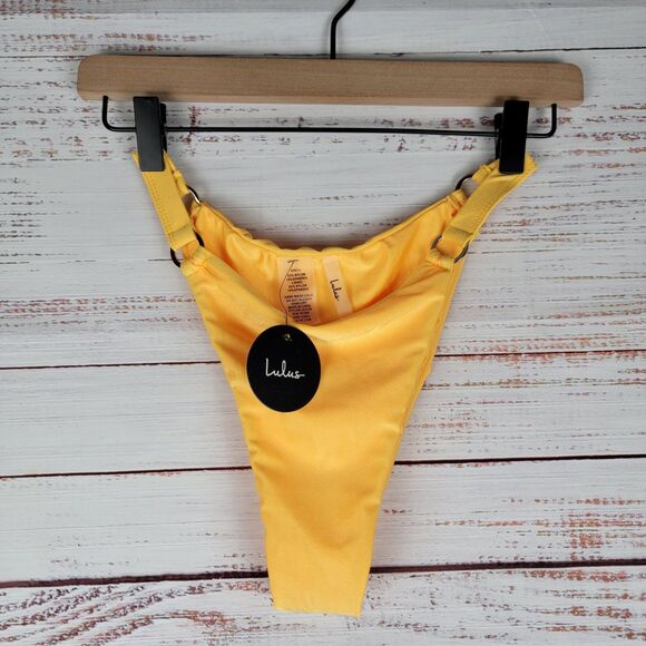 Lulus Bikini Swim Bottom Womens Size M Yellow Beach NWT - Picture 1 of 6